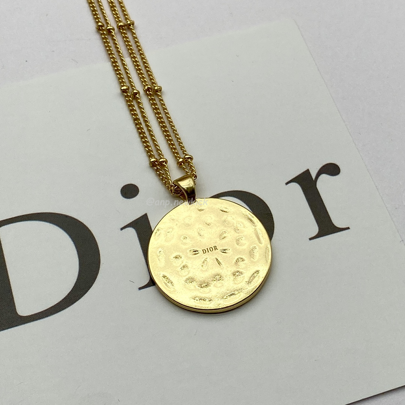 Dior Logo Charm Gold Necklace (6) - www.newkick.vip